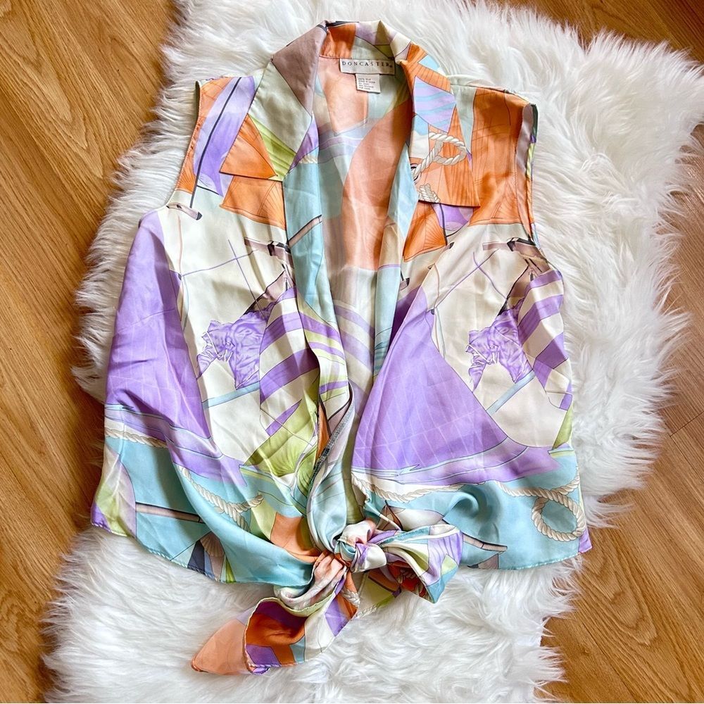 Doncaster Pastel Multi-Color Silk Tie-Front Vest